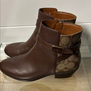 Coach Brown and Tan Ankle Booties